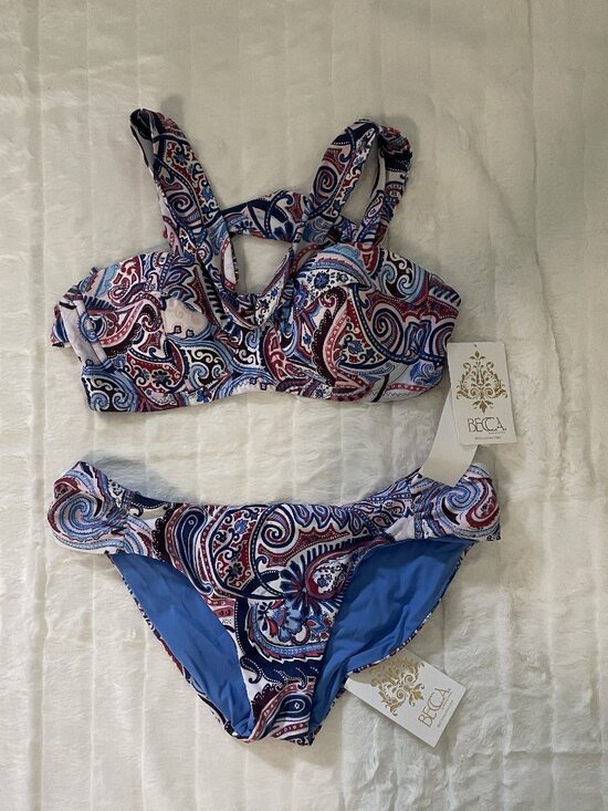 BECCA Other - Becca by Rebecca Virtue Reversible Tab Side Hipster Bikini and top set size M